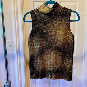 Zara gold/brown sleeveless turtleneck sweater.  Size M. Gold paint front
